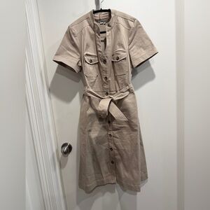 Boden Tan Button-Down Midi Dress